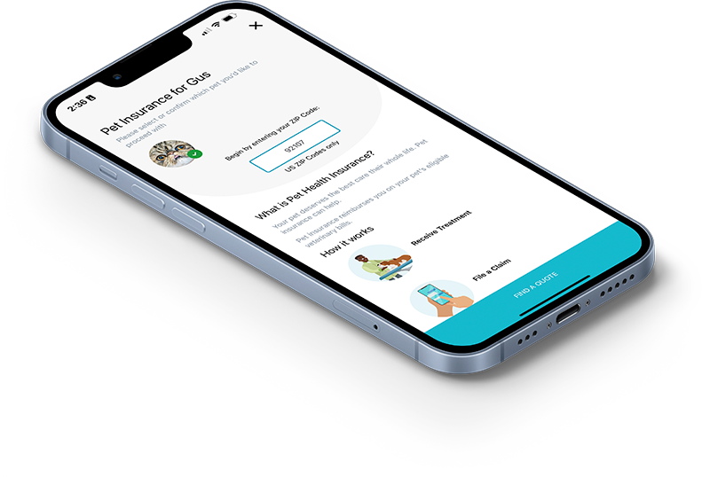 PetDesk app pet insurance view on phone screen