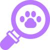 magnifying glass on paw icon