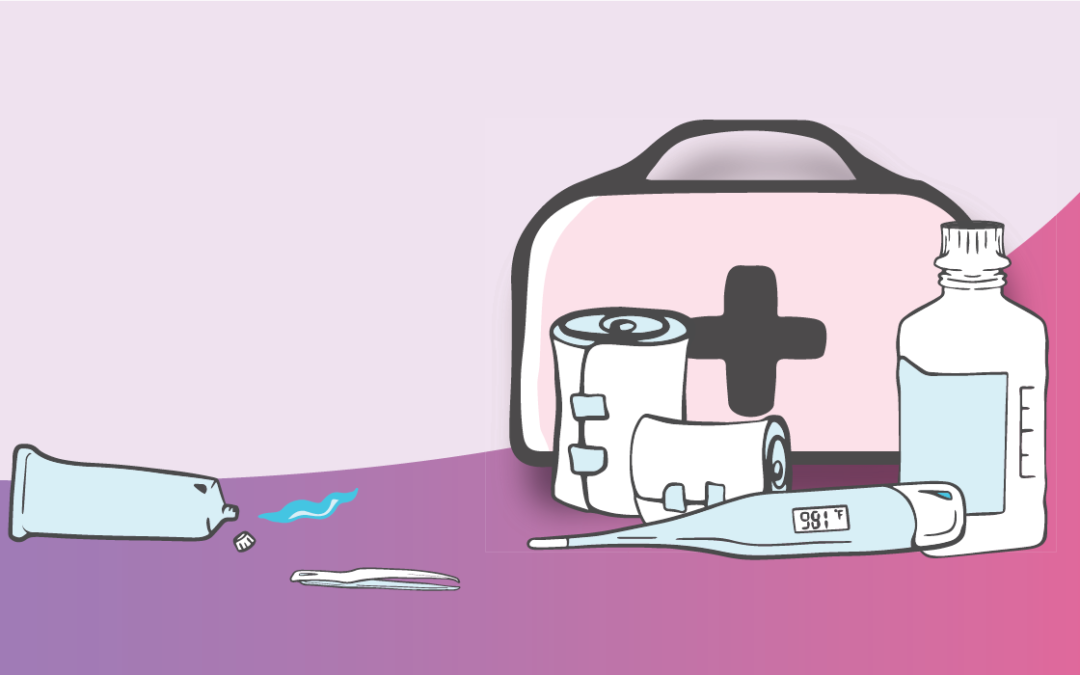 Illustration of a pet first aid kit