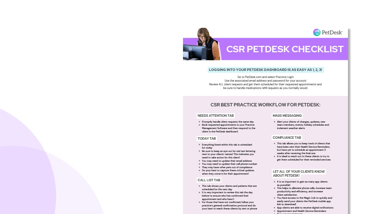 PetDesk Checklist for CSRs