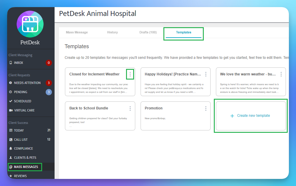 PetDesk Mass Messages