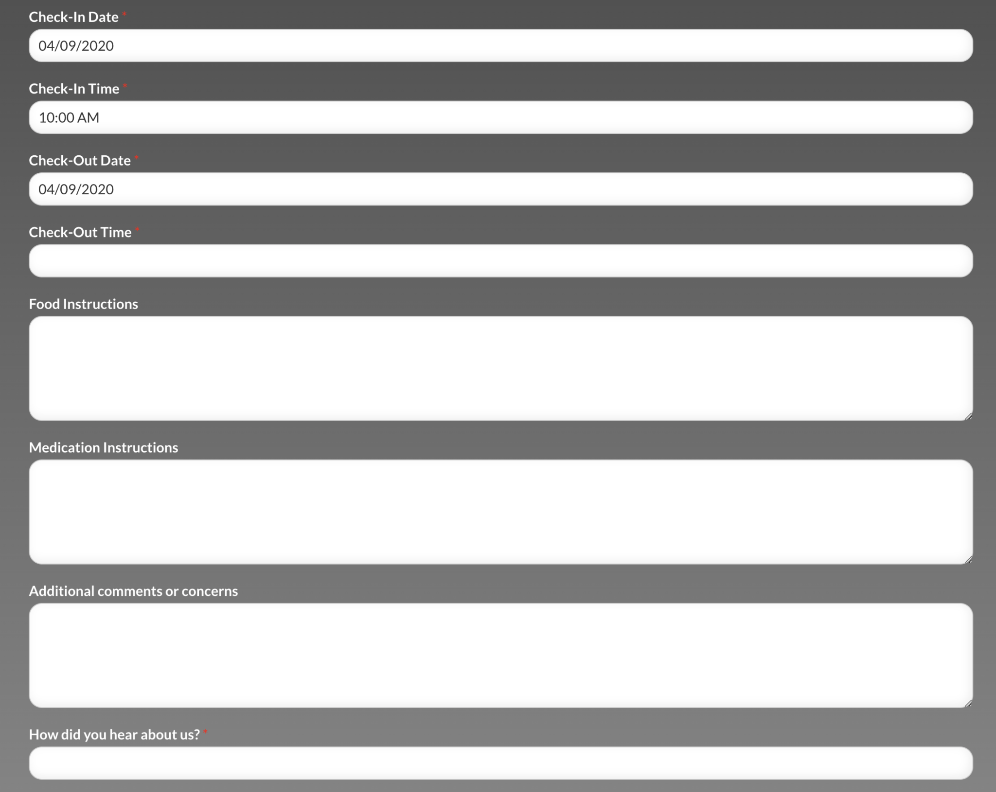 Boarding Request Form