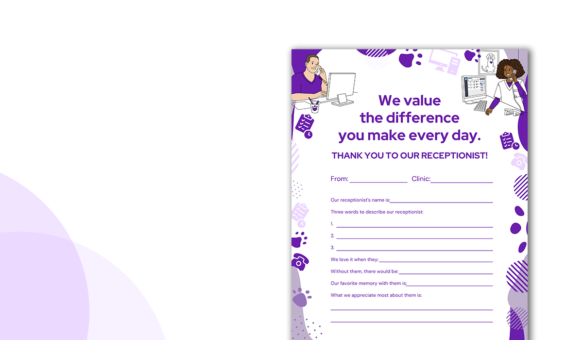 Example of Veterinary Receptionist Appreciation Day Cards