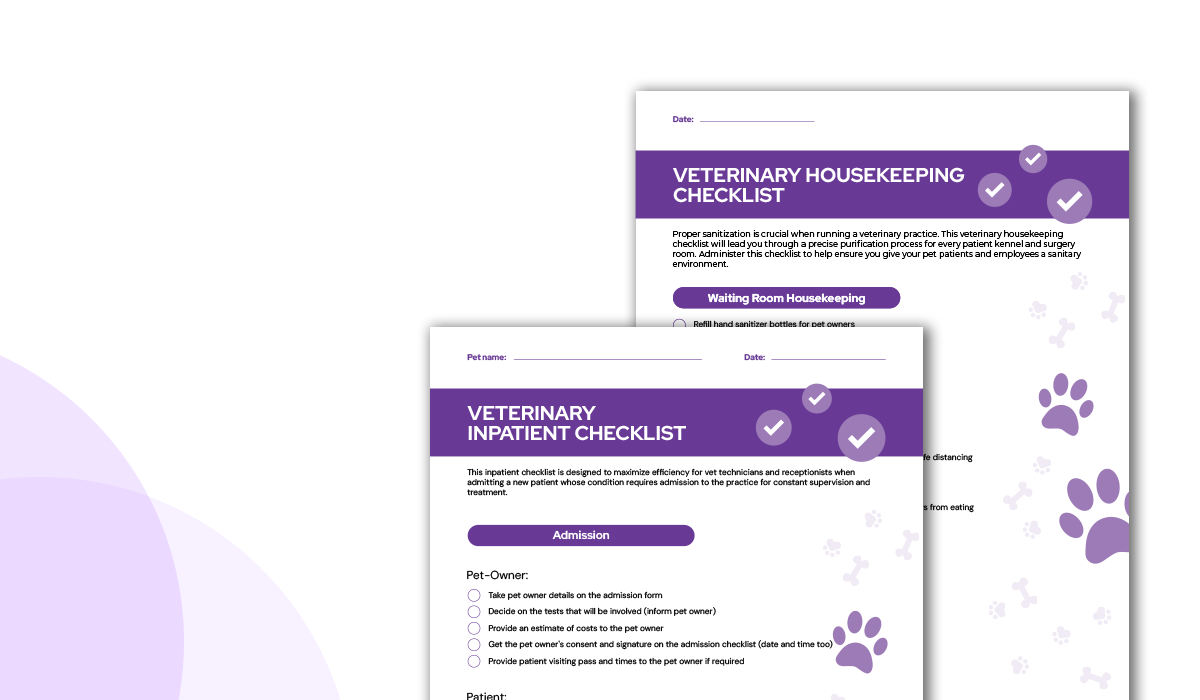 Sample of PetDesk's time-saving veterinary checklists