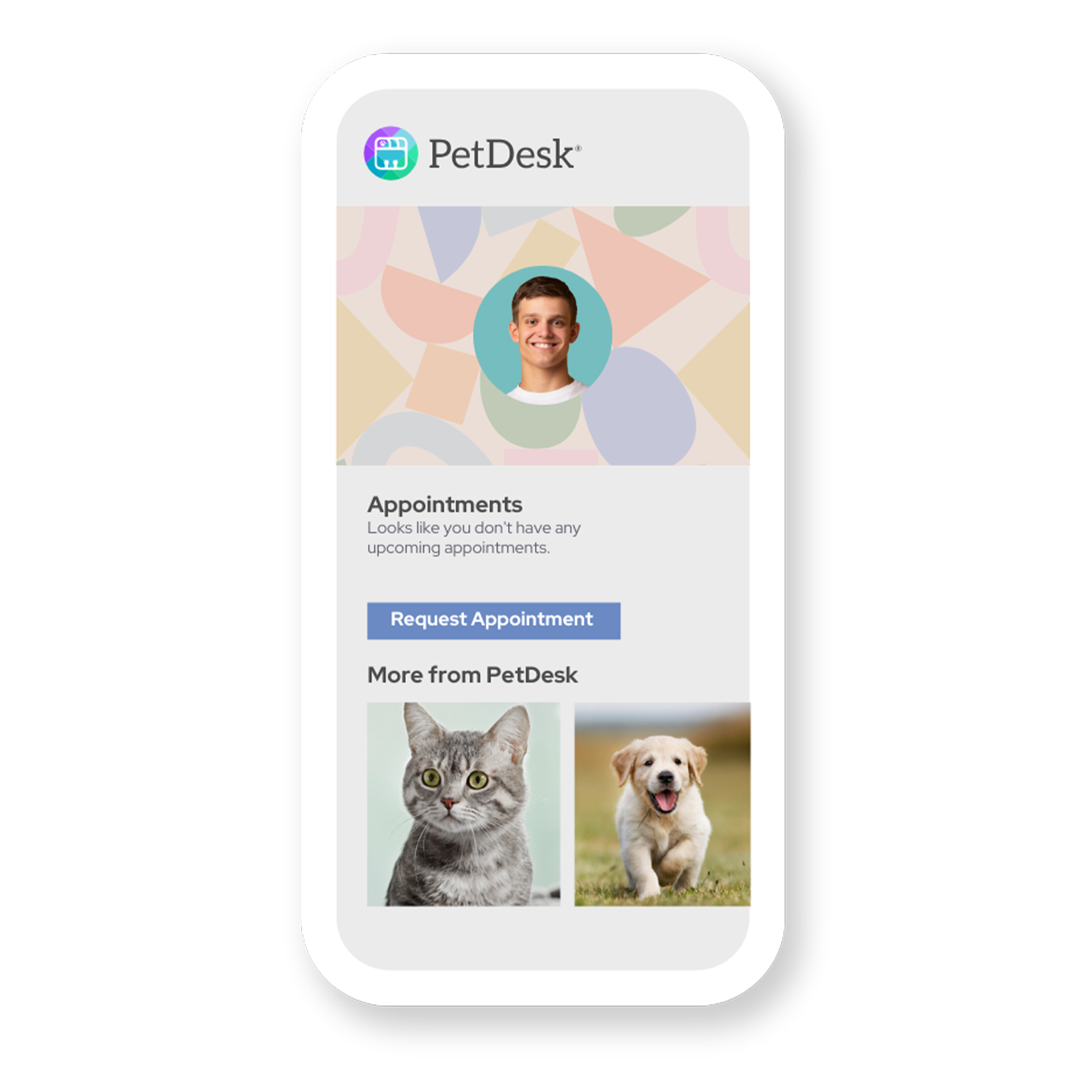 Mockup of PetDesk's Veterinary Mobile App