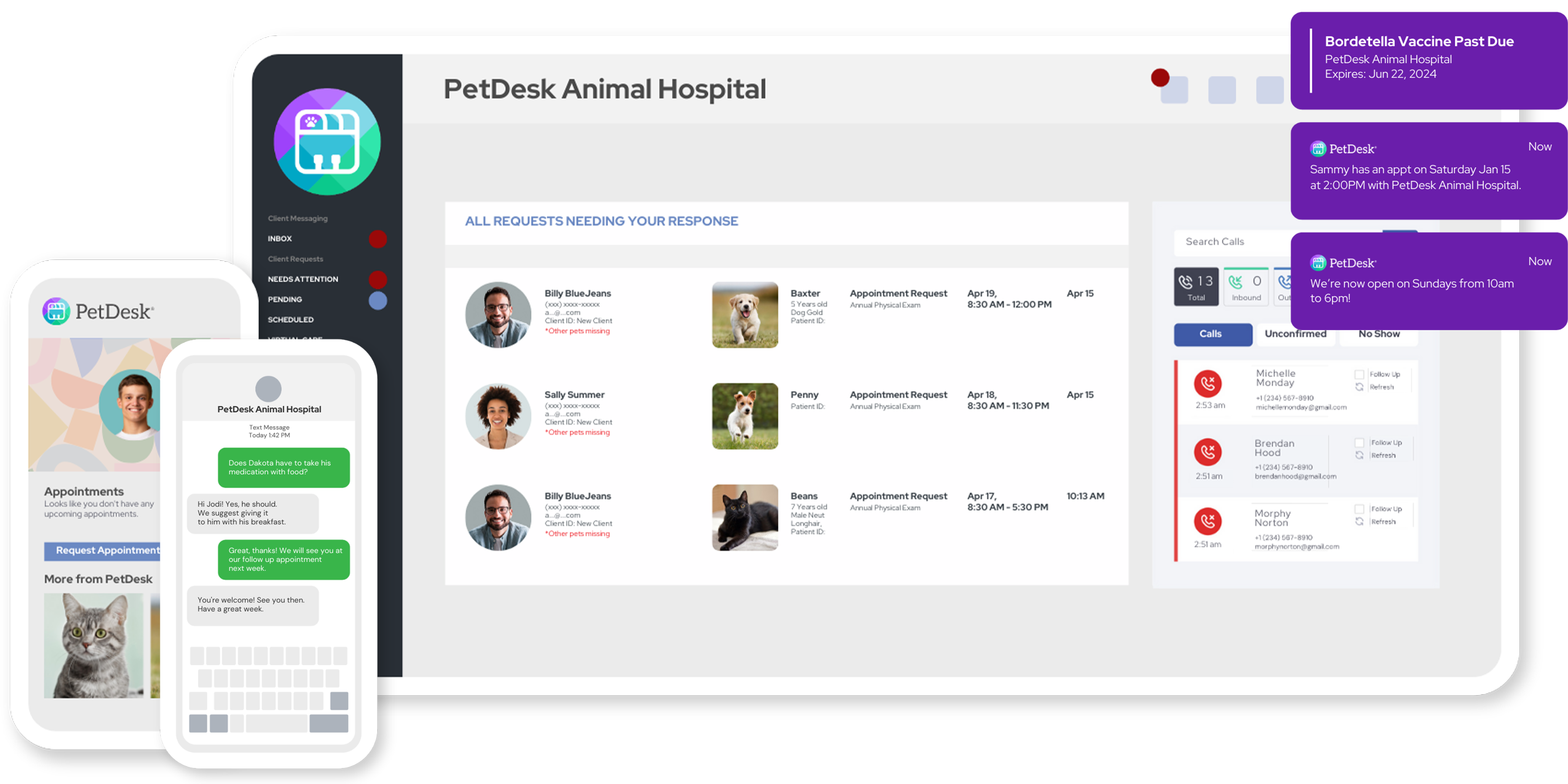 Mockup of PetDesk's veterinary client communication system