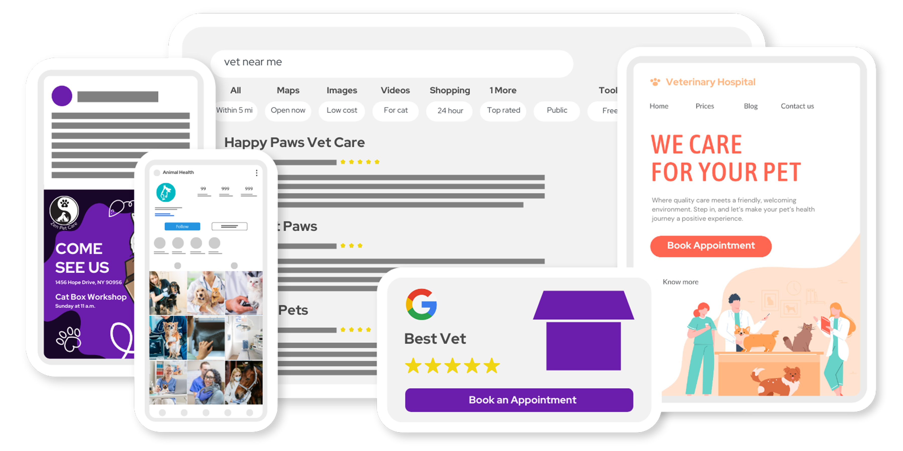 Mockup of PetDesk's marketing services