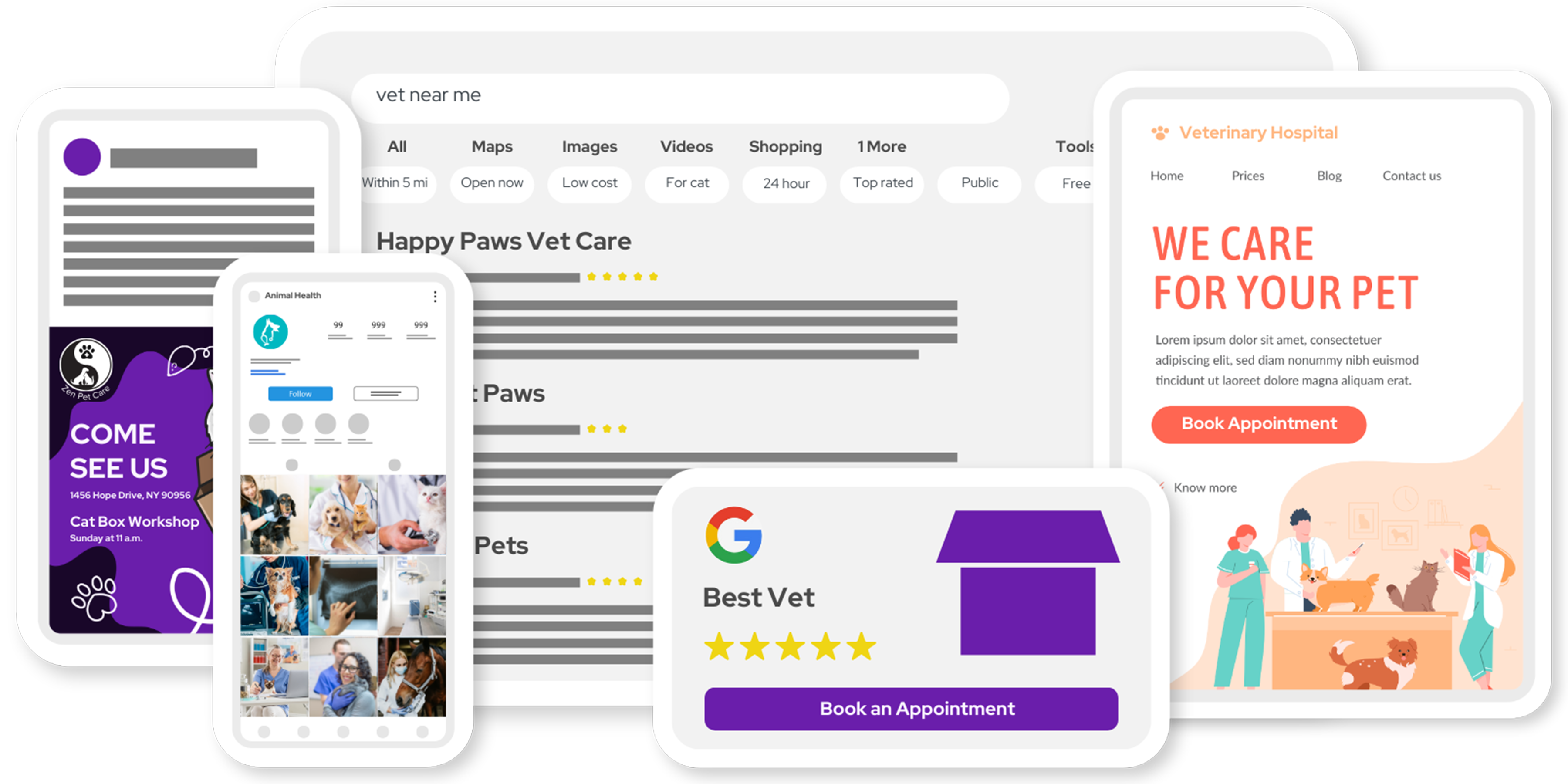 Mockup of PetDesk's Veterinary Marketing and Agency services