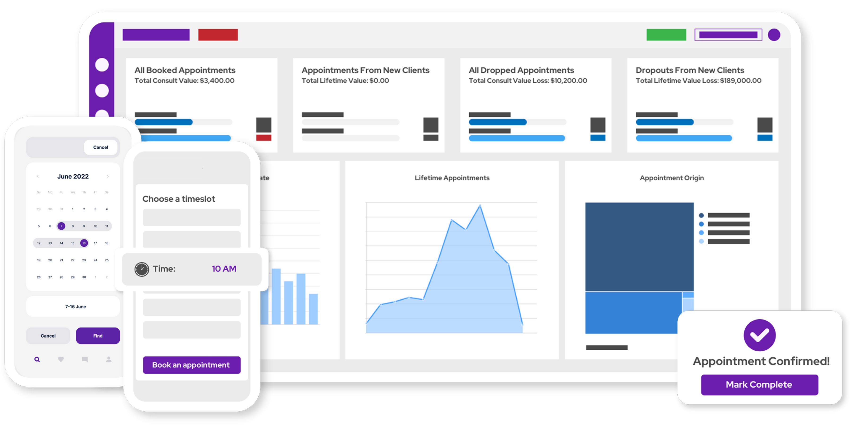 Mockup of PetDesk's veterinary booking system