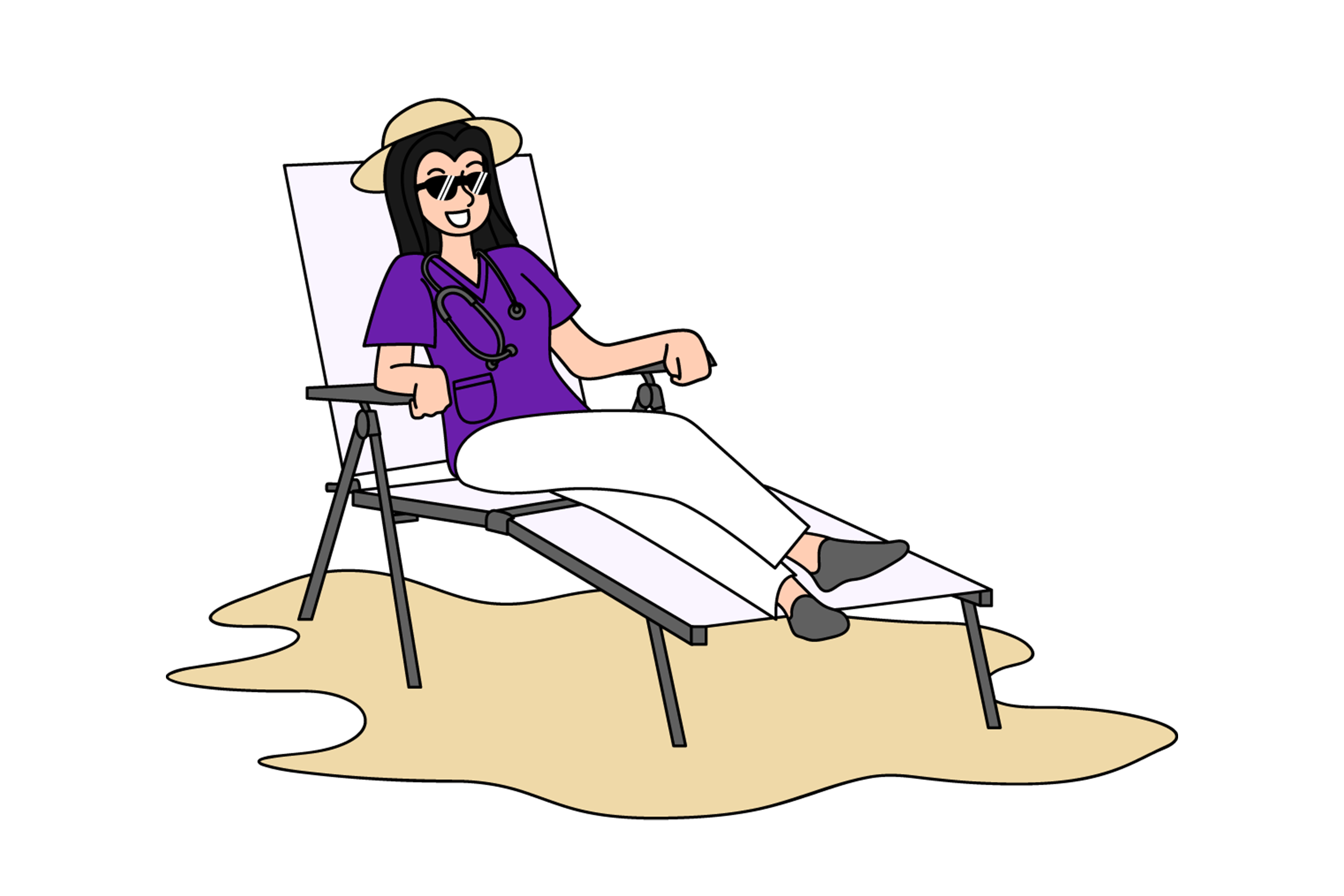 Illustration of a vet lounging on the beach 