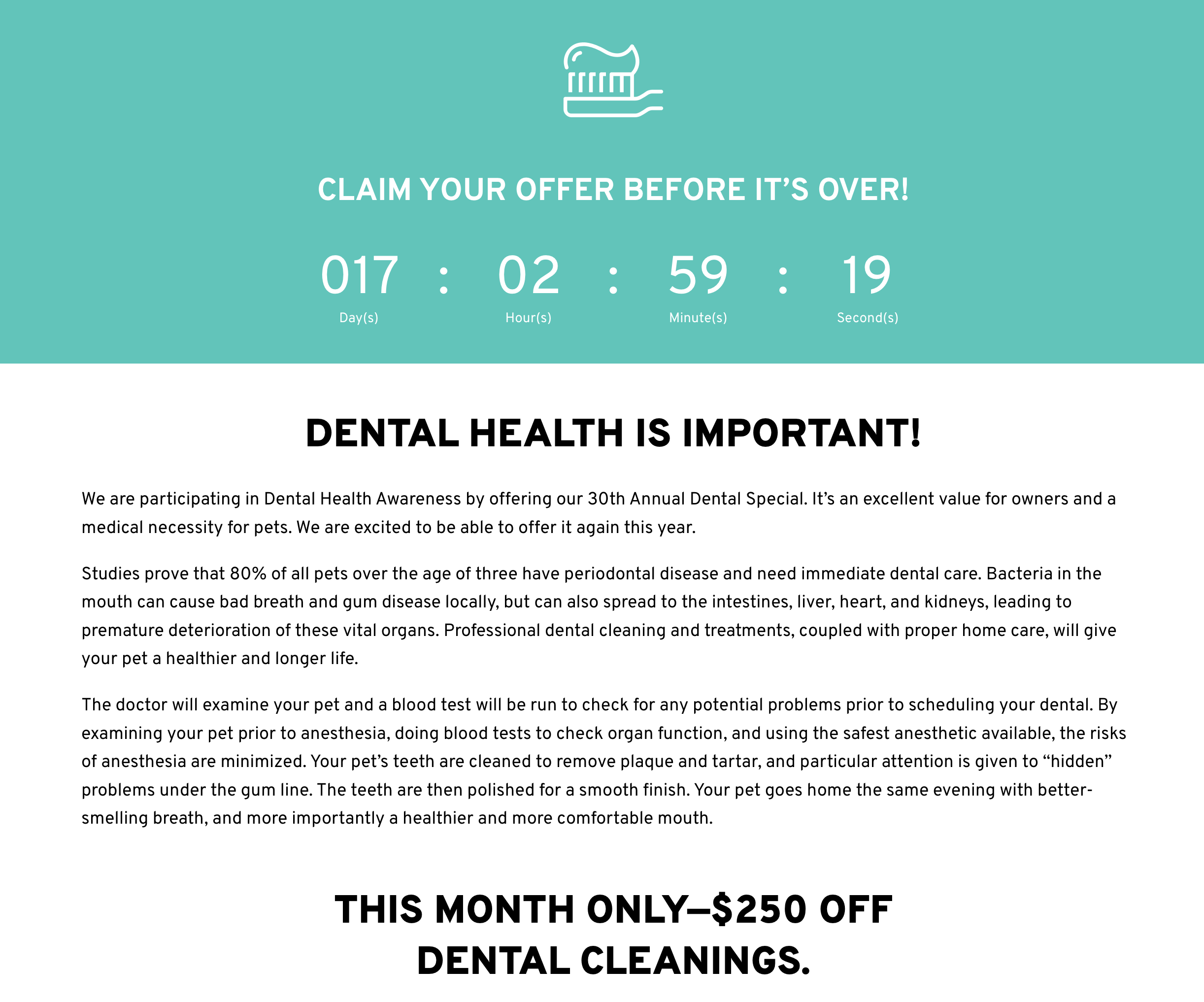 Example of a dental month promo