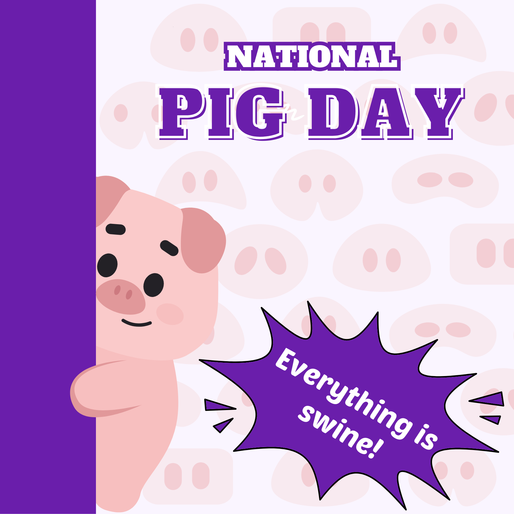 National Pig Day Social Graphic