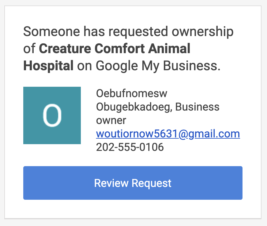 An example of an email one of our customers received directly from Google with a request from a scammer.<br />
