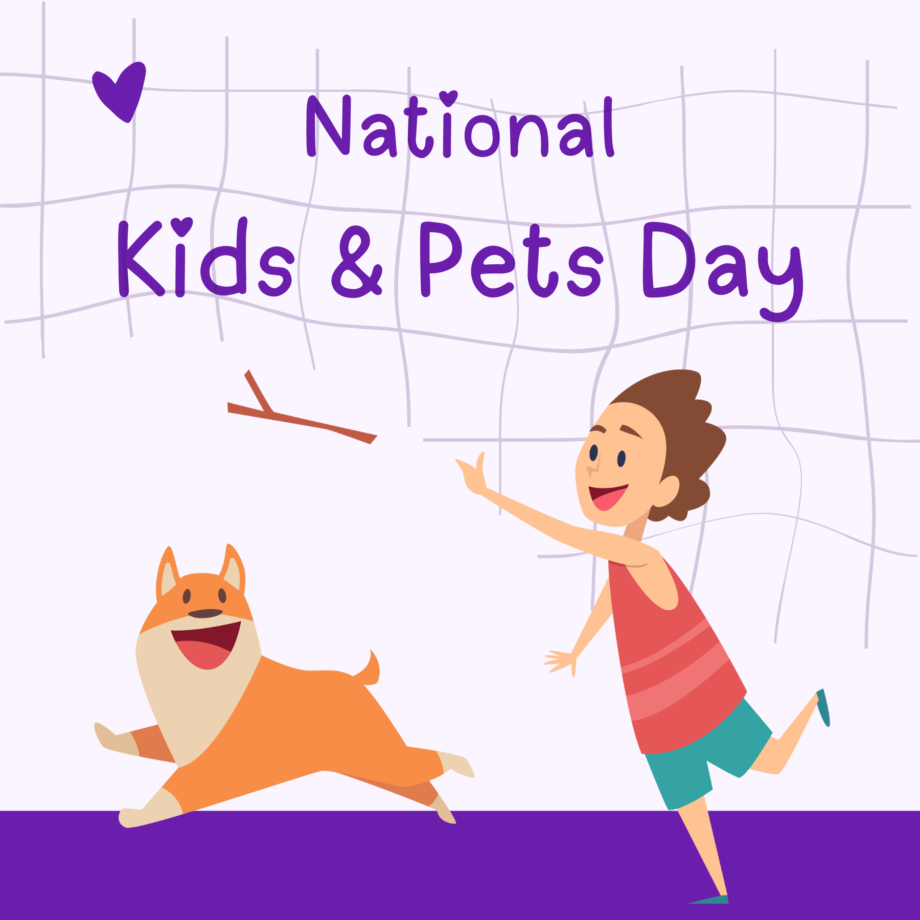 National kids and pets day social graphic