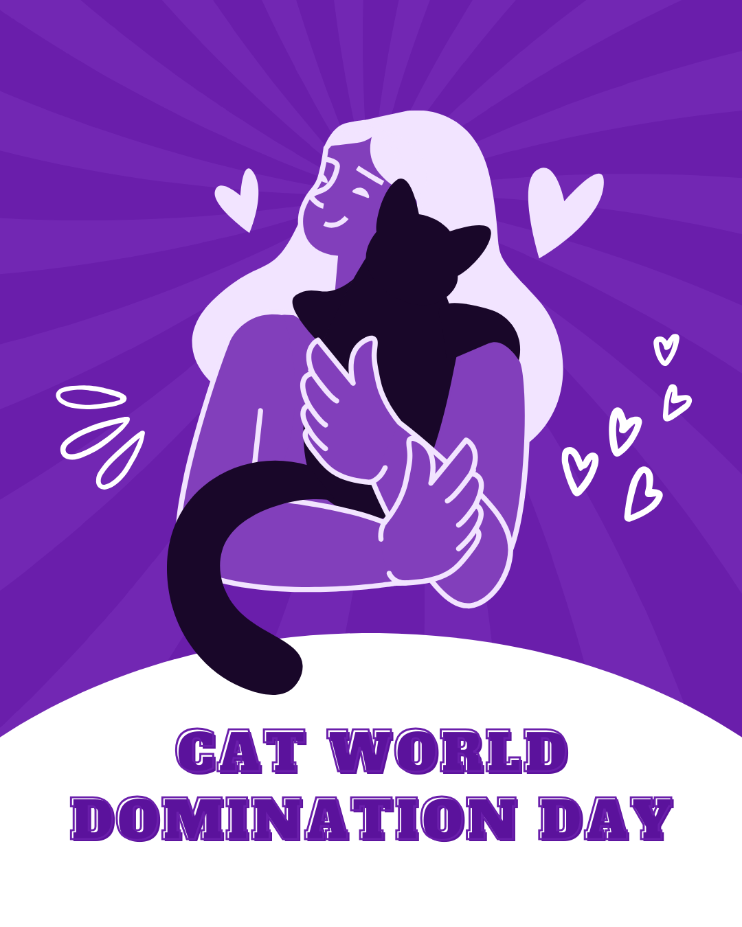 Cat world domination day social graphic 