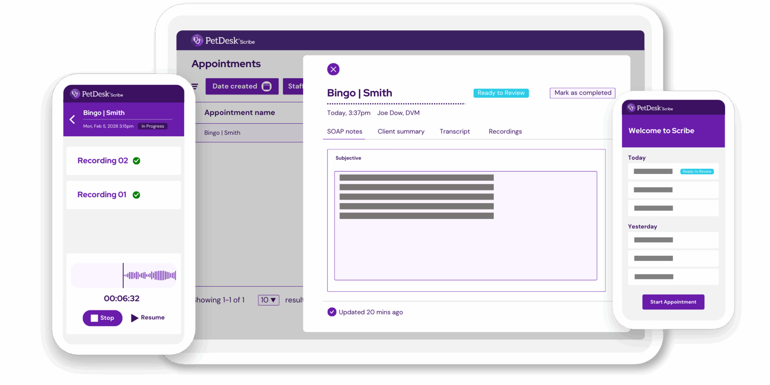 PetDesk_Veterinary Transcription Platform_Product PetDesk Scribe - PetDesk's Veterinary Transcription Platform