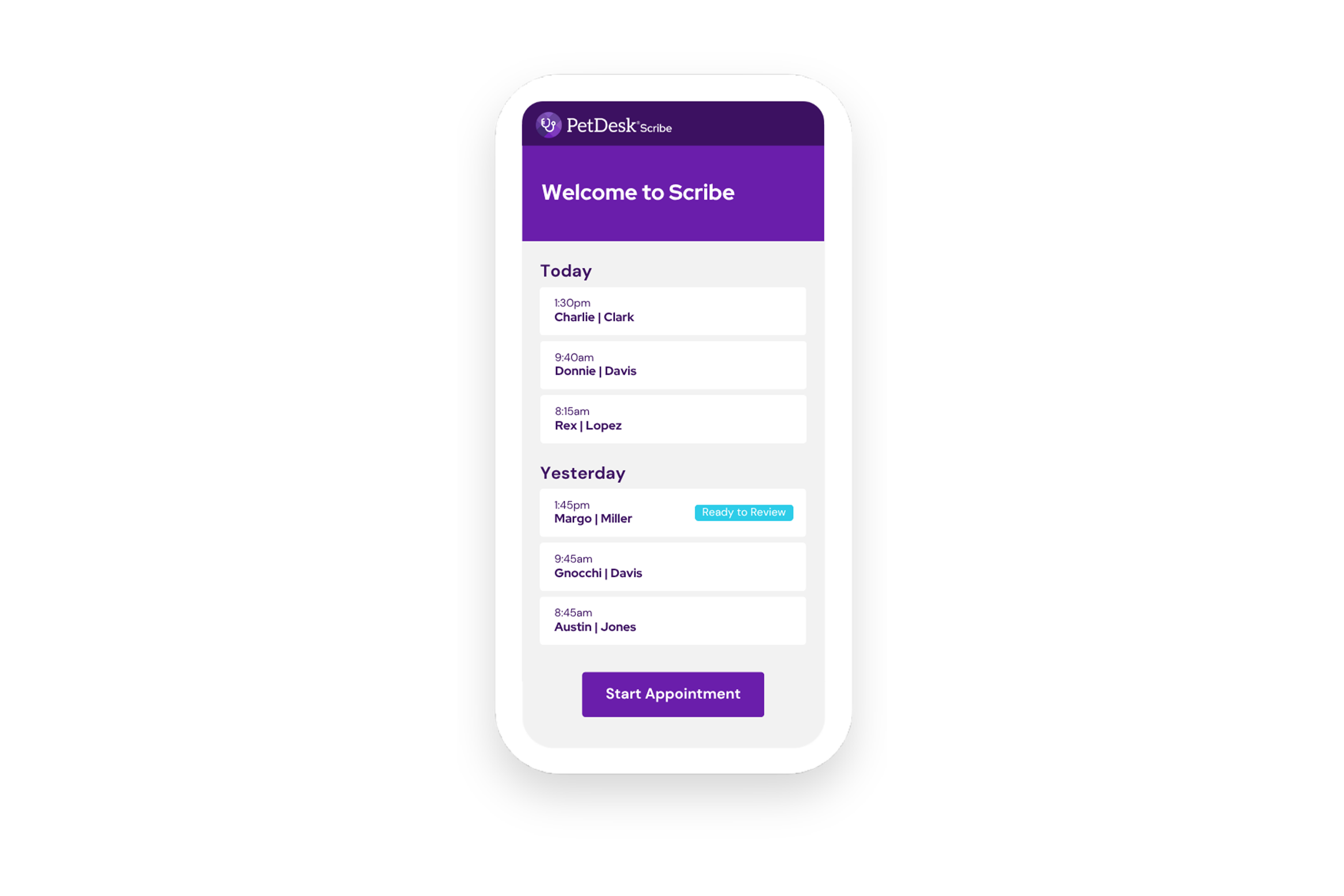 PetDesk Scribe - PetDesk's Veterinary Transcription Platform