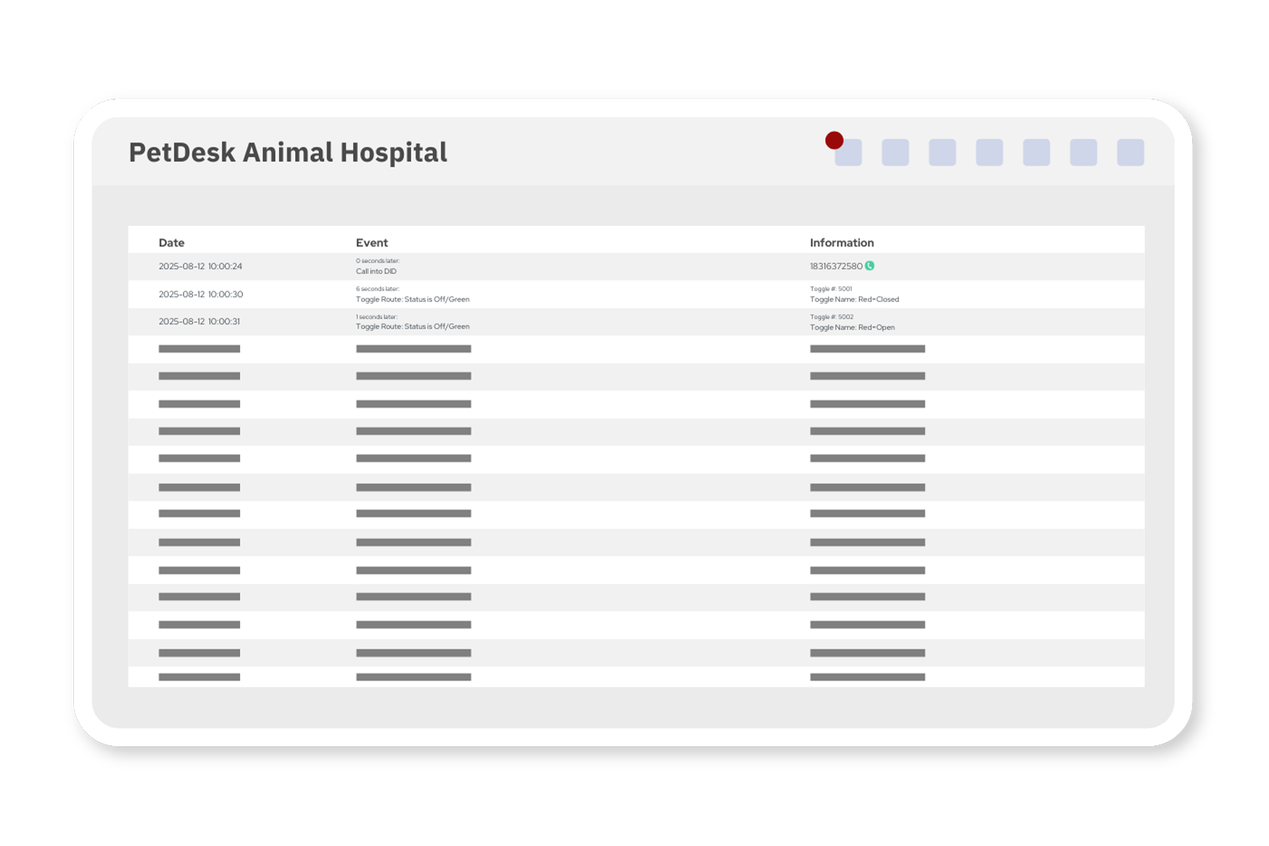 Veterinary Phone System PIMS Integration mockup